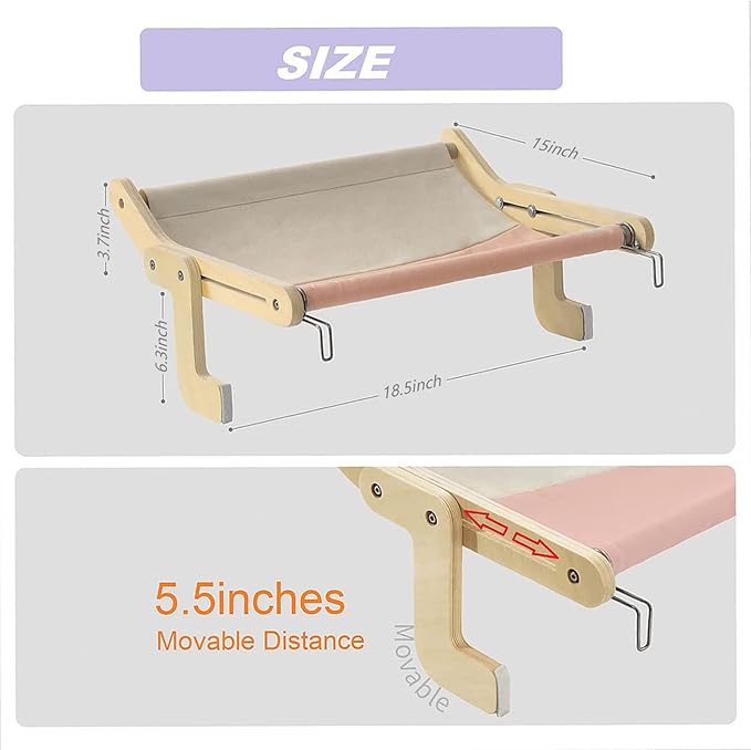 Long-Lasting & Stable Cat Bedside Perch,Easy to Assemble and Use Cat Windowsill Bed,Making The Most of Space,Chair Back or Drawer Perch for Cat