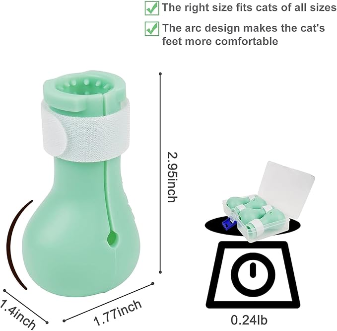 4pcs Cat Boots for Cats Only Adjustable Prickly Anti-Off Cat Shoes, Silicone Cat Claw Covers Protector Pet Botties, Kitten Mittens to Prevent Scratching for Nail Trimming Home Bathing Grooming