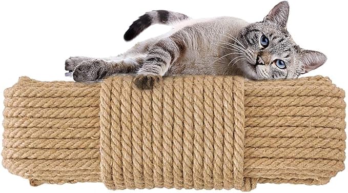 Aoneky Replacement Cat Scratching Post Sisal Rope - Hemp Rope for Cat Tree and Tower (5/16'' 66 Ft)
