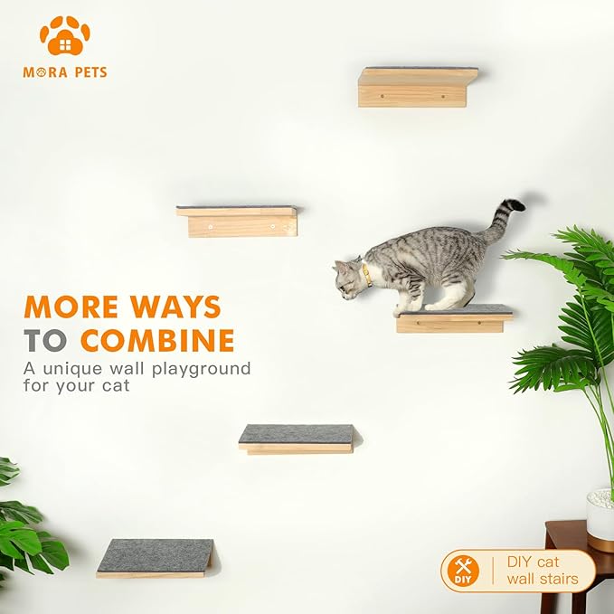 Mora Pets Cat Wall Shelves Cat Hammock with 3 Steps