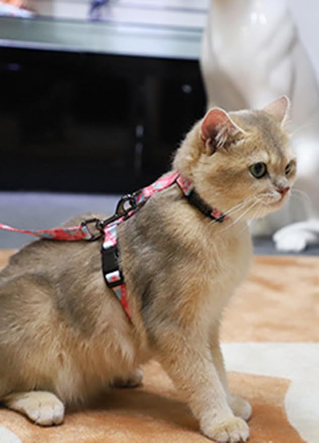 Cat Harness Escape Proof Cat Harness and Leash Set for Walking Soft Adjustable Kitten Harness for Small Large Cats (Multicolor5)
