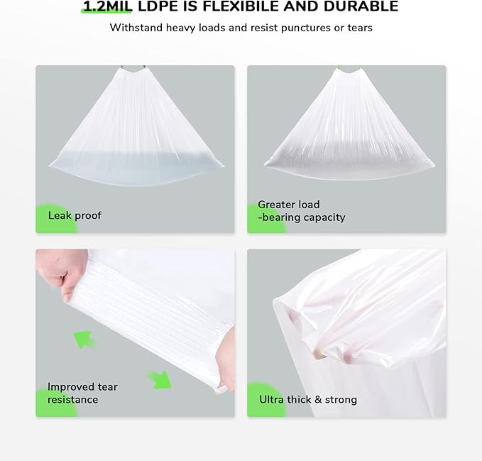 65 Count Drawstring Cat Litter Bags for Most Auto Self-Cleaning Litter Box, Extra Thick Pet Litter Drawer Liners Replacement, Durable Cat Waste Bags, Unscented, 25.6'' W x 15.7'' H