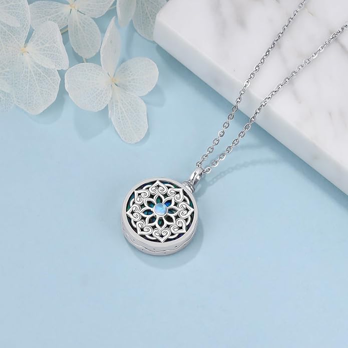 Aniu Cremation Jewelry for Ashes S925 Sterling Silver Urn Necklace Memorial Necklace for Human Ashes of Loved Ones Keepsake Pendant for Men Women