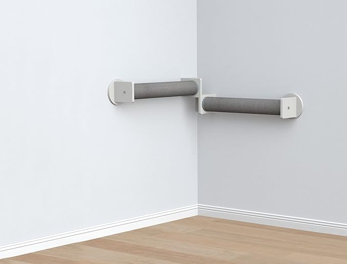 TRIXIE Wall Set 5, Indoor Wall Mounted Cat Climbing System, 2 Sisal Scratching Post for Corners, Cat Ledges, Gray