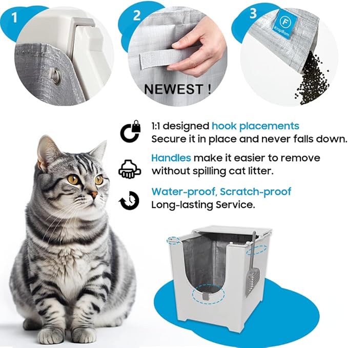 2 Pack Litter Box Liners F Compatible with Modkat Flip Litter Box Liner Type F, Reusable Liner Type-F with Carrying Handles