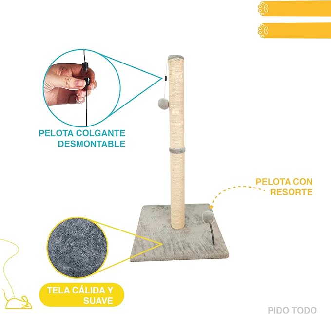 Scratching Post with Toy Ball 32x16x16 in, Sturdy Sisal Tree with a Dangling Pet Toy Ball, Sisal Rope Pilar Scratch Resistant, Scratching Pets Toy for Indoor Cats, Sisal Rope Pilar Scratch Resistant