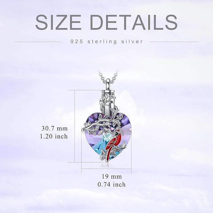 Animal Crystal Urn Necklace For Ashes Sterling Silver Butterfly Dragonfly Bee Phoenix Peacock Hummingbird Fox Angel Wing Pentagram Pentacle Cremation Necklace Heart Teardrop Urn Holder Necklaces For Women Memorial Jewelry