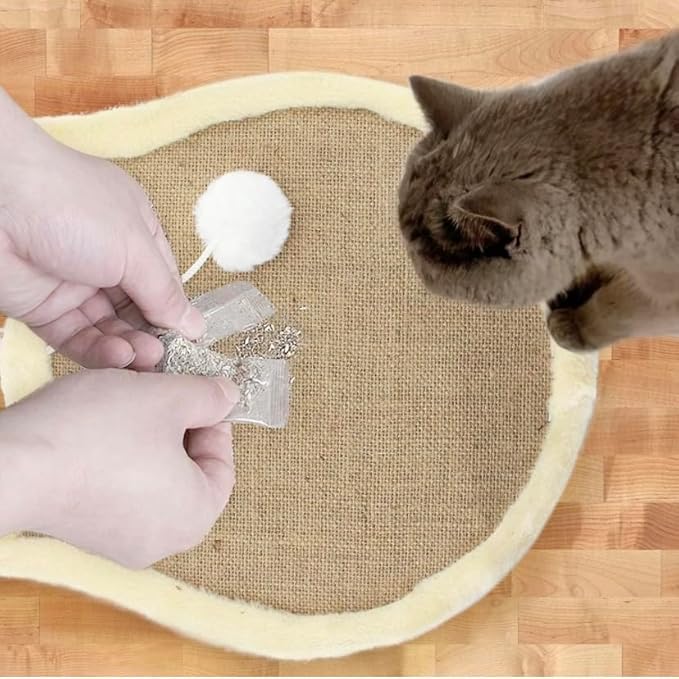 Nanu Lopez Cat Scratching Wall Pad, Premium Plush Small Scratcher Post with Hanging Ball for Indoor Cats, Durable Recyclable