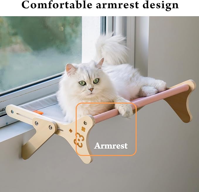 Cat Window Perch Cat Window Hammock Seat for Indoor Cats Sturdy Adjustable Steady Cat Bed Providing All-Around Sunbath Space Saving Washable Holds Up to 40 lbs (2 in 1 Pink)