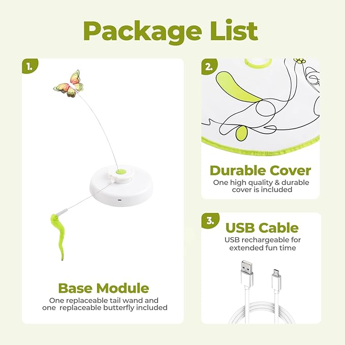 ALL FOR PAWS 2 in 1 Cat Toys Hide-N-Seek Cat Wand Toy Automatic Kitten Flutter Toy with Butterfly Spinner, Cat Moving Feather Toy for Indoor Cats