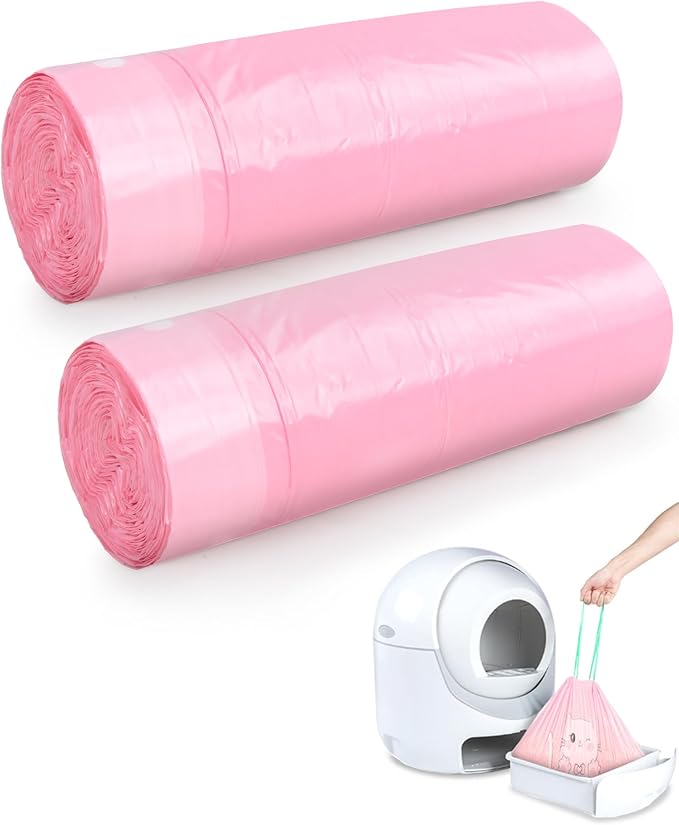 40 Count Cat Litter Box Liners for Automatic Cat Litter Box and Litter-Robot 4/3, Heavy-Duty, Extra Thick, Pink