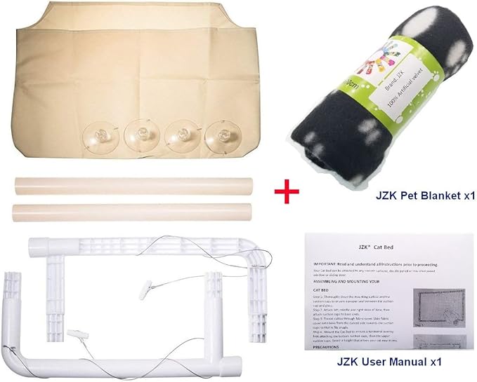 JZK Cat Window cat hammock + cat blanket, suction cup pet hanging bed and pet black blanket for cat perch