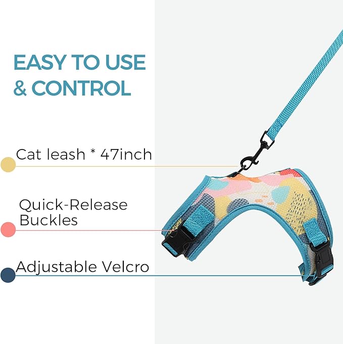 Cat Harness and Leash Escape Proof Cat Leash for Walking Travel Kitten Harness Service Cat Vest Large