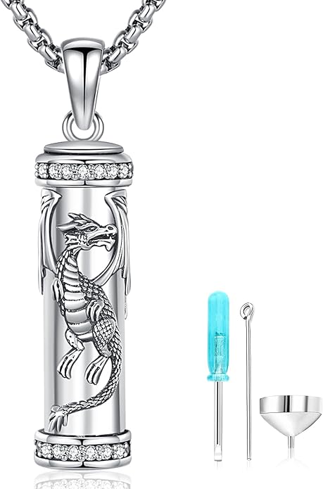 Aniu Cremation Jewelry for Ashes S925 Sterling Silver Urn Necklace Memorial Necklace for Human Ashes of Loved Ones Keepsake Pendant for Men Women