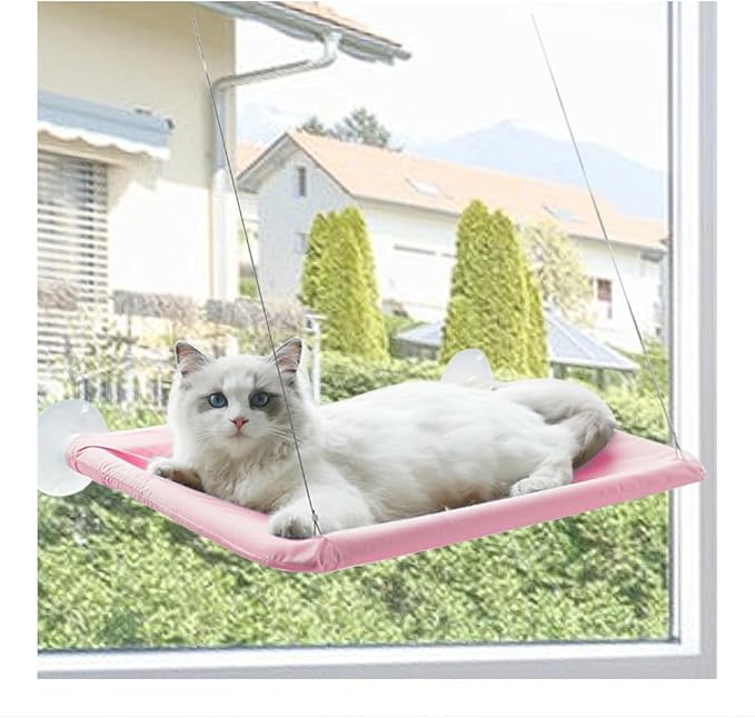 Cat Window Perch Hammock Window Seat-Large Cat Hammocks Bed for Indoor Cats with 4 Strong Scution Cups,Kitty Sunny Bed Window Sill Shelf Sturdy Resting Seat Holds Up 40lbs Pet Hammocks