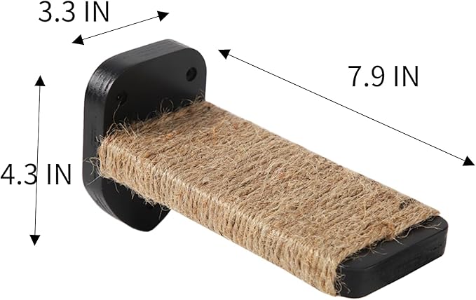 3 Pcs Cat Wall Steps, Cat Shelves and Perches for Wall, Wall-Mounted Cat Climbing Shelf with Hemp Rope Covered, Cat Wall Furniture Steps Set with Scratching Pads for Cats Playing and Climbing (Black)