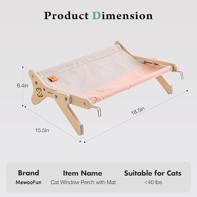 Cat Window Perch Cat Window Hammock Seat for Indoor Cats Sturdy Adjustable Steady Cat Bed Providing All-Around Sunbath Space Saving Washable Holds Up to 40 lbs (2 in 1 Pink)