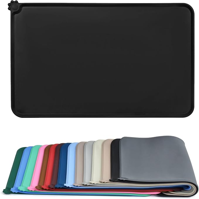 AUDWUD Silicone Waterproof Pet Feeding Mats,Anti Slip Bowl Pad, Dog Mat for Food and Water