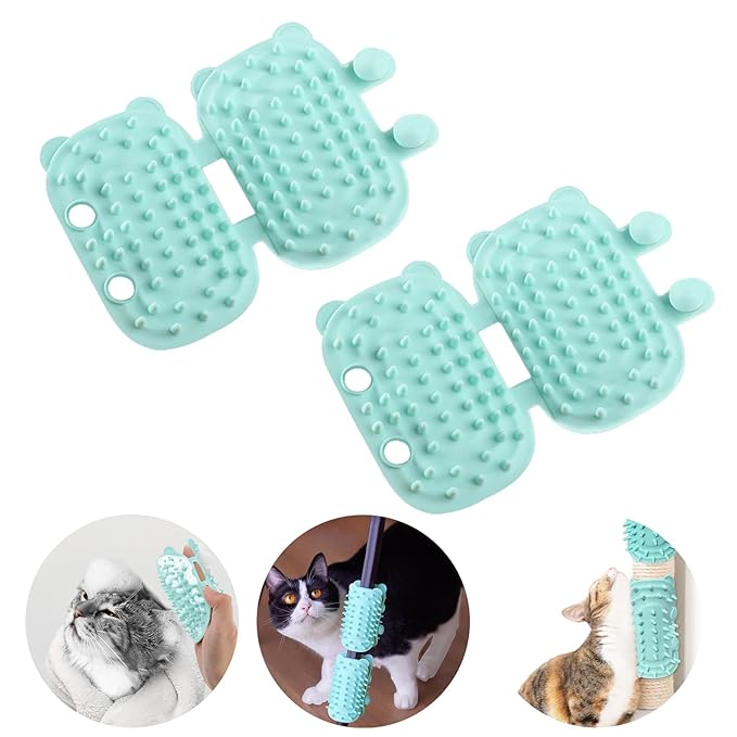 2Pcs Cat Self Grooming Brush, Pet Tickling Artifact for Cats Tickling Comb Pet Brush for Long Short Hair Cat Dog Tickling Tool, Reduce Shedding, Scratching and Itchiness, Silicone Cat Self Scratcher