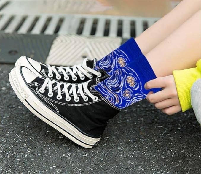 5 Pairs Womens Fun Famous Painting Patterned Art Socks Cotton, Printed Cool Novelty Funny Socks for Women