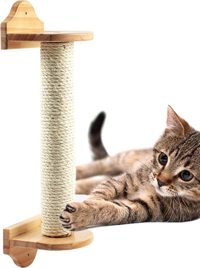 Wall Mounted Cat Scratching Post Sisal Pole Cat Tree Scratcher Kitty Furniture 2.4x15.8