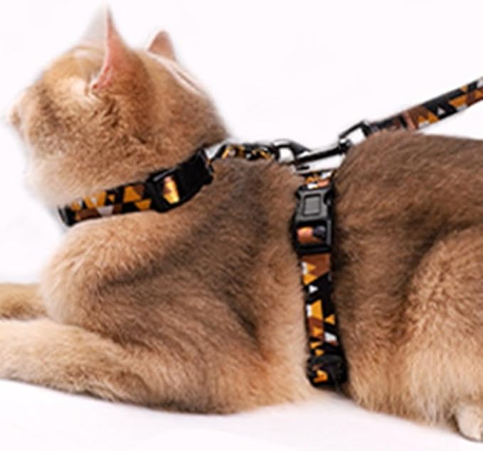 Cat Harness Escape Proof Cat Harness and Leash Set for Walking Soft Adjustable Kitten Harness for Small Large Cats(Multicolor4)