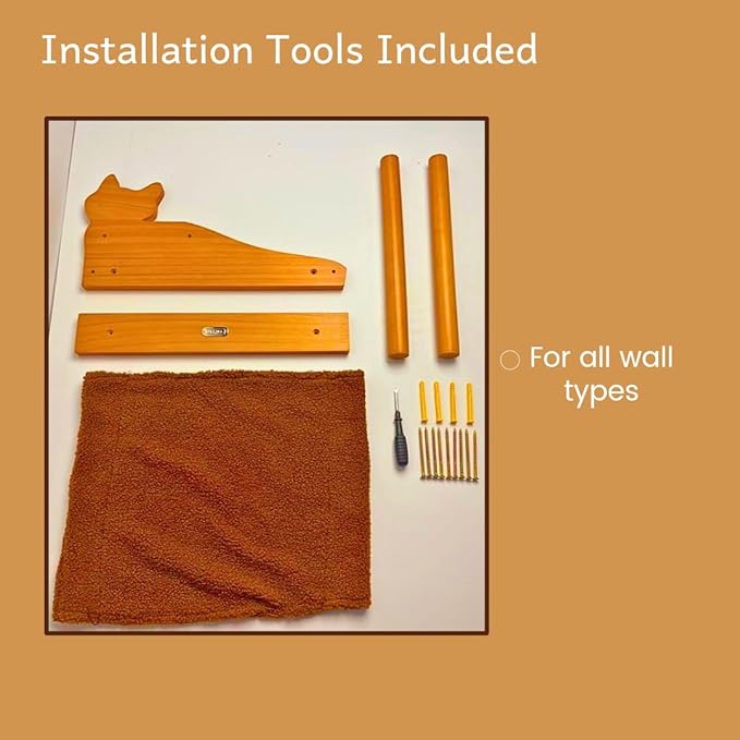 Cat Hammock Wall Mounted - Modern Cat Wall Shelves and Perches for Sleeping, Playing, Climbing, Lounging - Stylish and Stable Cat Bed & Furniture for Large Cats - Easy to Install