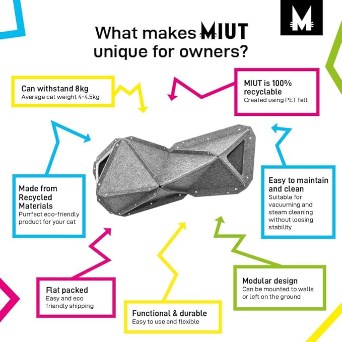 MIUT Large Climber Cat Furniture, Wall Mounted Cat Shelves, Mental Stimulation for Indoor Cats, Durable and Adjustable, Water and Stain Resistant, Suitable for Cats to Climb and Play