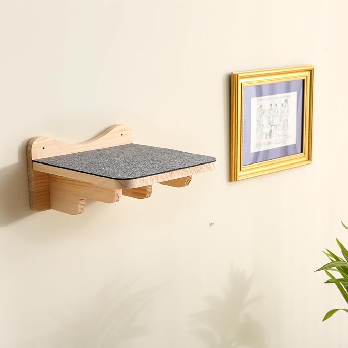 9.8" x 9.8" Solid Wood Wall Mounted Large Cat Steps, Cat Wall Furniture, Cat Wall Shelves, Stairs, Perch