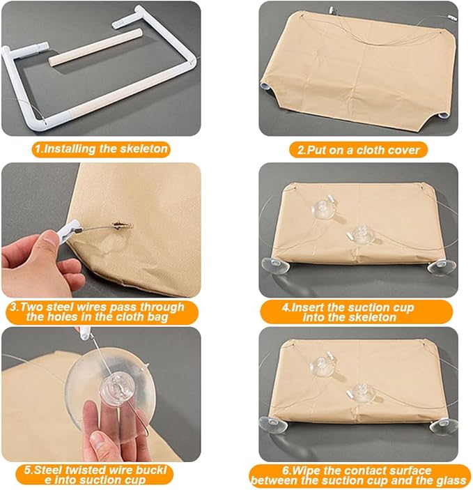 Cat Window Perch Hammock Window Seat-Large Cat Hammocks Bed for Indoor Cats with 4 Strong Scution Cups,Kitty Sunny Bed Window Sill Shelf Sturdy Resting Seat Holds Up 40lbs Pet Hammocks