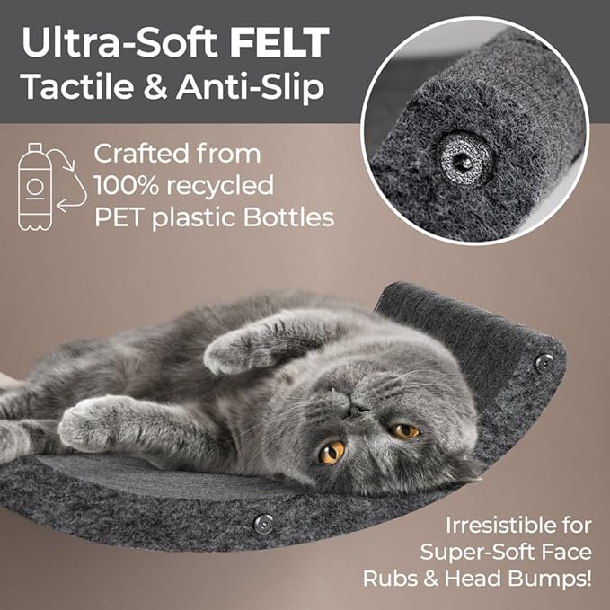 Pryde Pets Wall Mounted Cat Shelves - Set of 4 - Cat Wall Furniture to Enrich Your Feline. Modular and Modern Designed Cat Furniture for Indoor Cats (Charcoal)