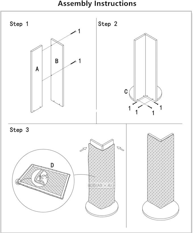 SHENGOCASE 20.5" Tall No Drilling Wall Sofa Couch Corner Cat Sisal Scratcher,Scratching Post,Replaceable Sisal Scratch Pad Mat, Couch Protector