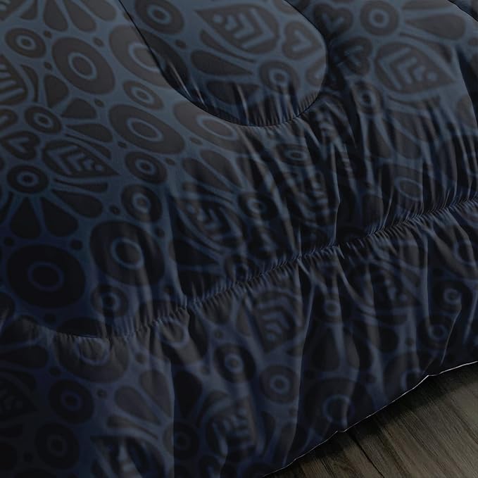 AILONEN Bohemian Cat Comforter Set Queen Size, Blue Black Texture Cat Bedding Set,Boho Duvet Set for Kids Boys Girls Adults Room Decor 3Pcs (1 Comforter + 2 Pillowcases)
