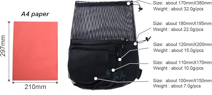 5pcs Nylon Mesh Bag Travel Stuff Sack Sports Equipment Bag BVP04