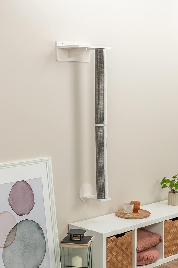 TRIXIE Wall Set 1, Indoor Wall Mounted Cat Scratching Post for Elevated Fun, Climb to Perch, Jumping Platform, Gray