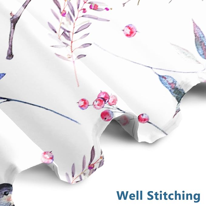 AWERT Cheery Birds on Tree Branch Shower Curtain for Bathroom Bird Shower Curtain with Hooks Colorful Waterproof Fabric Bathroom Accessories Bathtub Decor 72x78inch