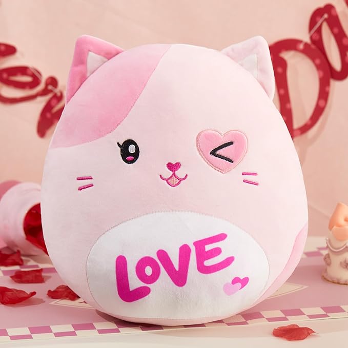 Athoinsu Cat Plush Pillow Soft Squishy Kitty Stuffed Animal Kawaii Toy Gifts for Kids Girls & Boys 13 Inch