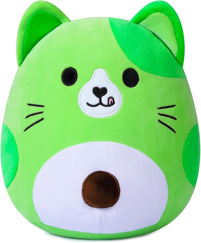 Avocado Cat Plush Pillow, Cute Cat Plushie Toy, Soft Pillow Plush, Present for Kids Boys Girls Christmas Birthday (11.5 inches)