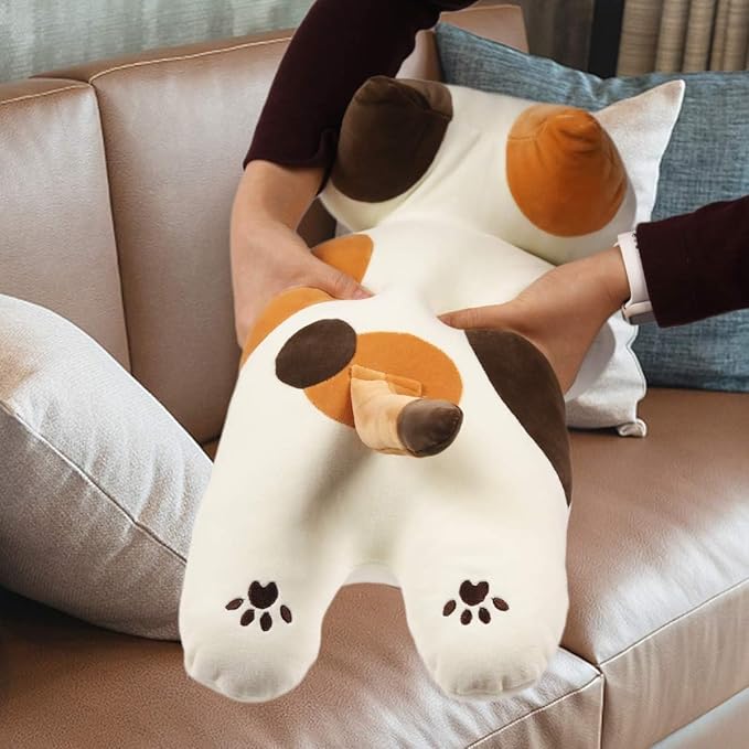 ARELUX 22in Soft Cat Big Sleeping Hugging Pillows,White Cat Plush Pillow, Kitten Stuffed Animal Throw Pillows Accompany Plush for Friends Family Birthday