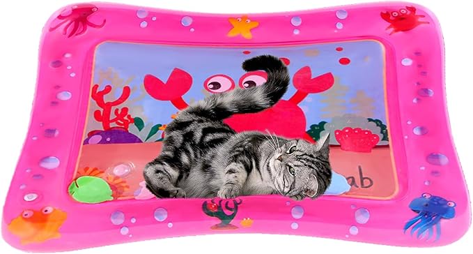 Oiuaymn Water Play Mat for Cats, Cat Water Sensory Play Mat，Cat Mat Toys for Bored Indoor Cats， Cooling Mat for Cats，Interactive Toys for Cats