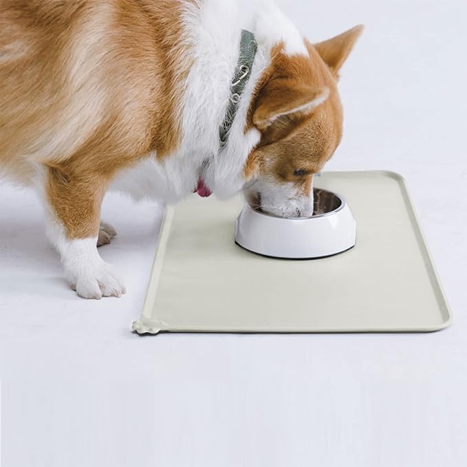 AUDWUD Silicone Waterproof Pet Feeding Mats,Anti Slip Bowl Pad, Dog Mat for Food and Water