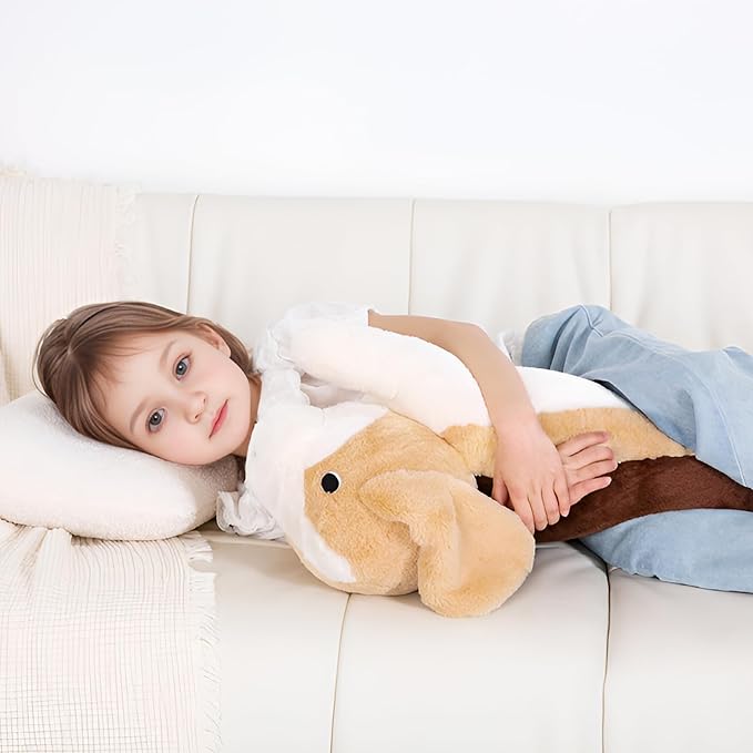 40'' Large Dog Sleeping Long Plush Pillow Toy, Soft Beagle Dog Stuffed Animals, Big Puppy Plushies Cute Doll Gift for Kids Girls Boys, Birthday