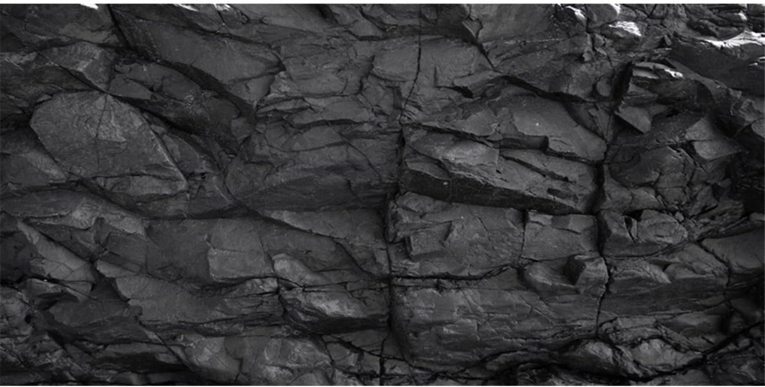AWERT 30x12 inches Stone Aquarium Background Black Rock Fish Tank Background Rocky Terrarium Background Vinyl