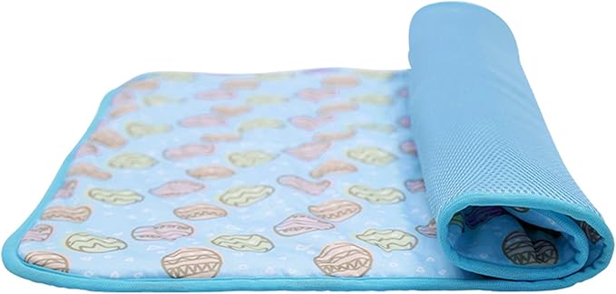 SEIS Dog Ice Pad Ice Silk Cats Kennel Mat Pet Cooling Pad Summer Cool Bamboo Mat Breathable Pad (Blue, S