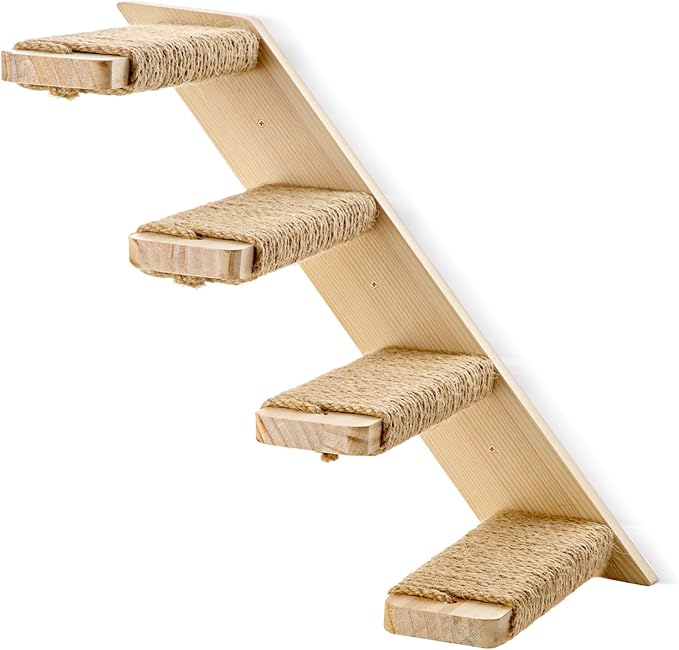 1 Pack 4 Steps Cat Wall Shelves Cat Wall Stairs with Sisal Rope.an Improved＆Stronger Cat Wall Steps Cat Tree Supplies