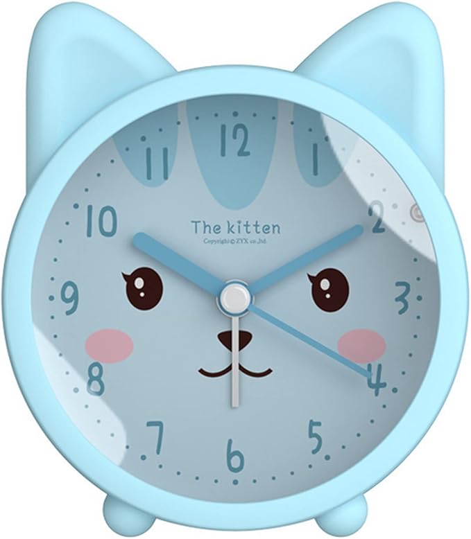 3" Cartoon Animal Alarm Clock Silicon Analog Silent Non Ticking Backlight Desk Clock