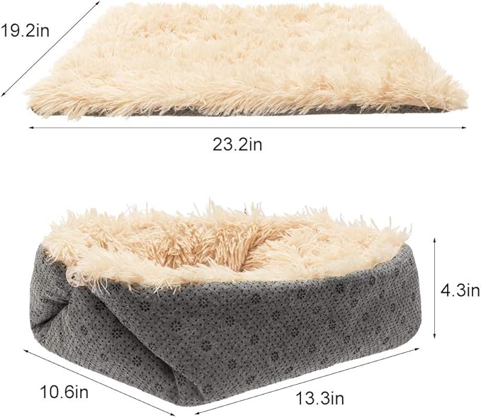 PUPTECK Furry Self Warming Cat Bed Mat - Foldable Convertible Thermal Cat Sleeping Bag Pad, Comfy Pet Heated Nest Mat Anti-Slip for Cat & Puppy