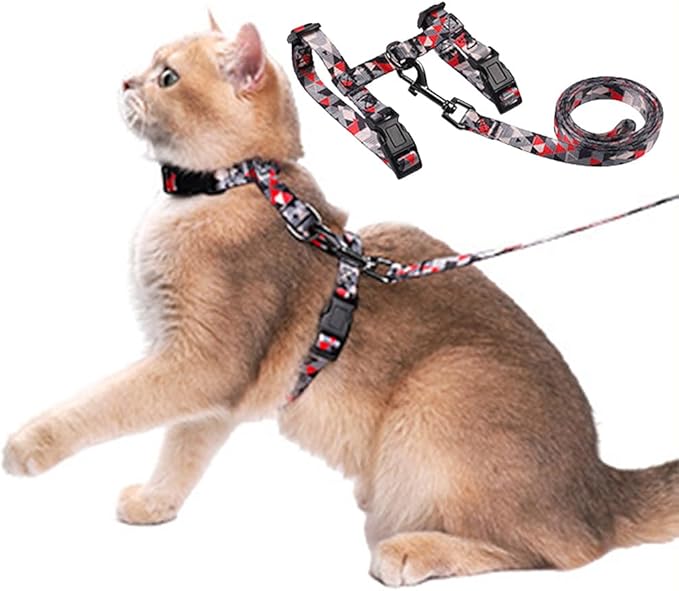 Cat Harness Escape Proof Cat Harness and Leash Set for Walking Soft Adjustable Kitten Harness for Small Large Cats(Multicolor1)