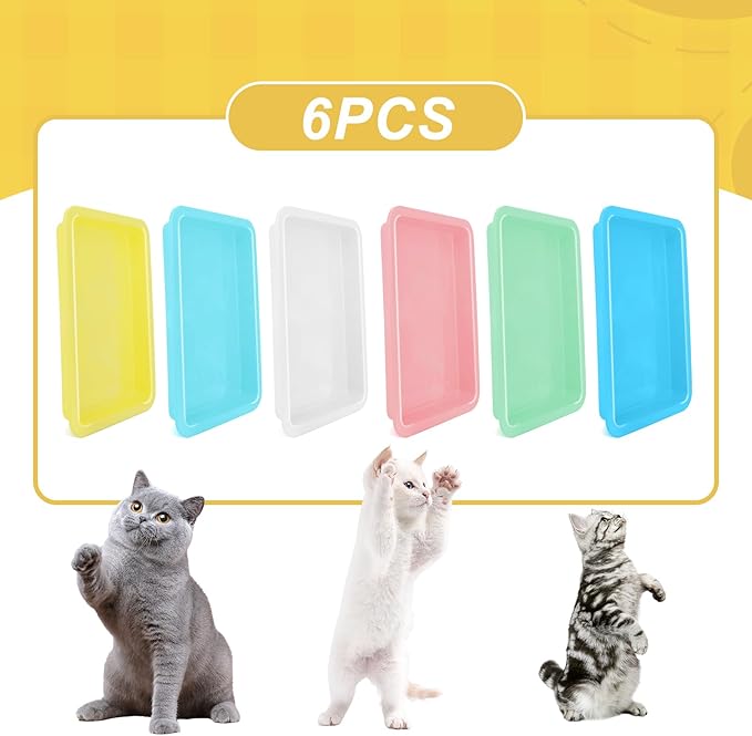 6 Pcs Kitten Litter Box, Low Entry Litter Box with Scooper, Portable Litter Box Shallow Litter Pan Open Travel Kitten Boxes for Small Cat, Hamster, Rabbit, 6 Colors