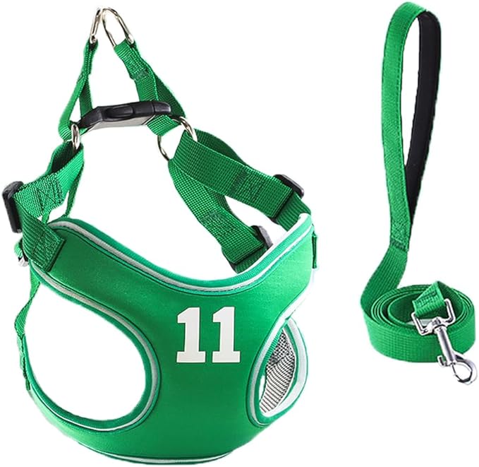 Reflective Dog Harness Breathable Adjustable Pet Harness with Handle for Outdoor Walking,Easy Control for Small,Medium Breeds (Green,L)